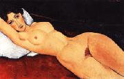 Reclining Nude on a Red Couch Amedeo Modigliani